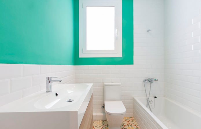 badkamer in wit en mintkleur