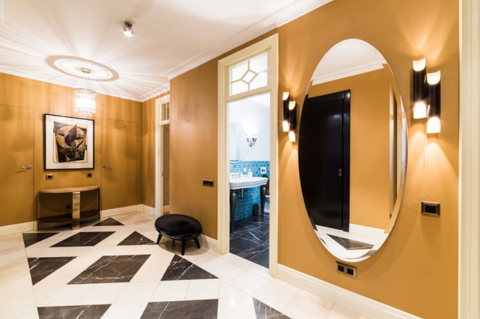 zwart-witte vloertegels in het interieur