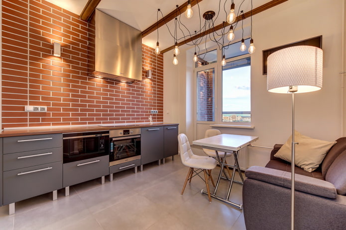 vloertegels in het interieur in loftstijl