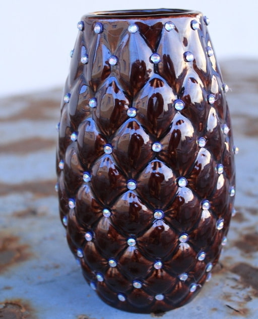 vaas met strass-steentjes