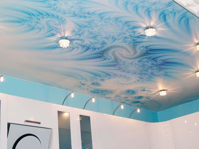 Spanplafond in de keuken met fotoprint