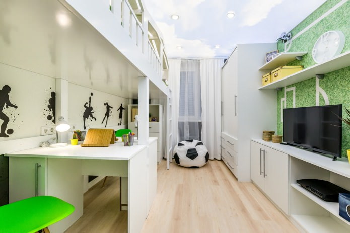 kinderkamer voor jongens met een bed op de tweede verdieping