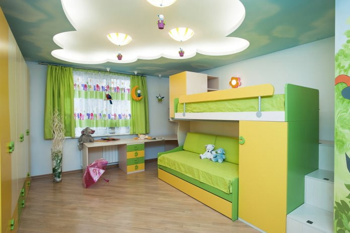 spanplafond in het interieur van een kinderkamer
