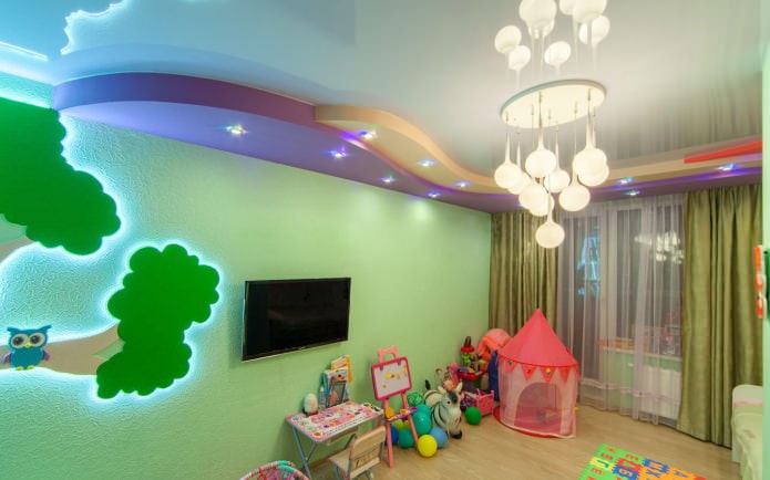 spanplafond in de kinderkamer (verlichting)