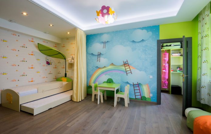 spanplafond in de kinderkamer (verlichting)