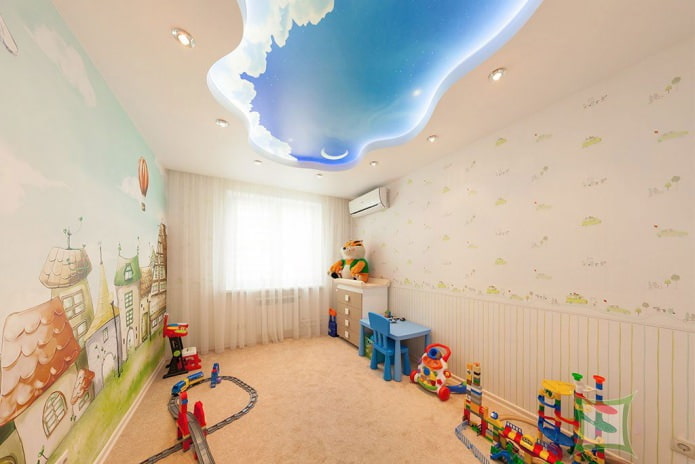 spanplafond-wolk in de kinderkamer