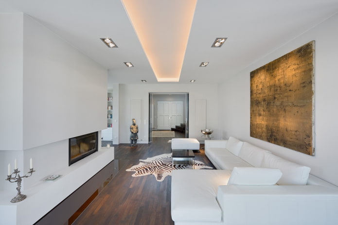 spanconstructie met achtergrondverlichting in de woonkamer