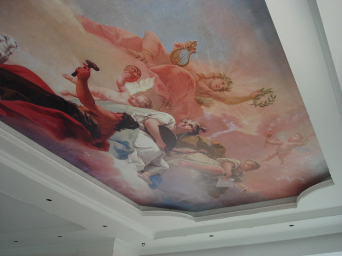 spanplafond met fotoprint in de vorm van een fresco
