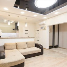 Spanplafonds in de woonkamer: soorten, ontwerp, verlichting, 60 foto's in het interieur-3