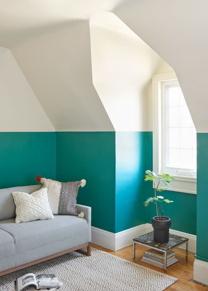 groene onderkant in de zolderkamer