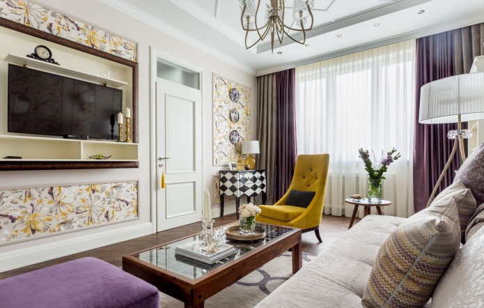 woonkamerinterieur in neoklassieke stijl