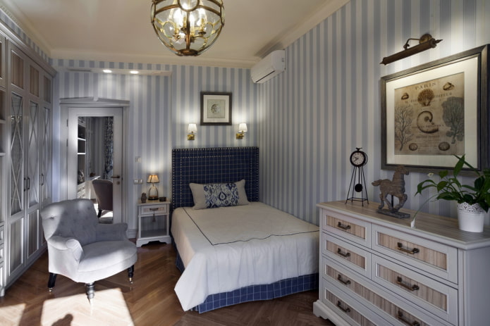 kinderkamerinterieur in neoklassieke stijl