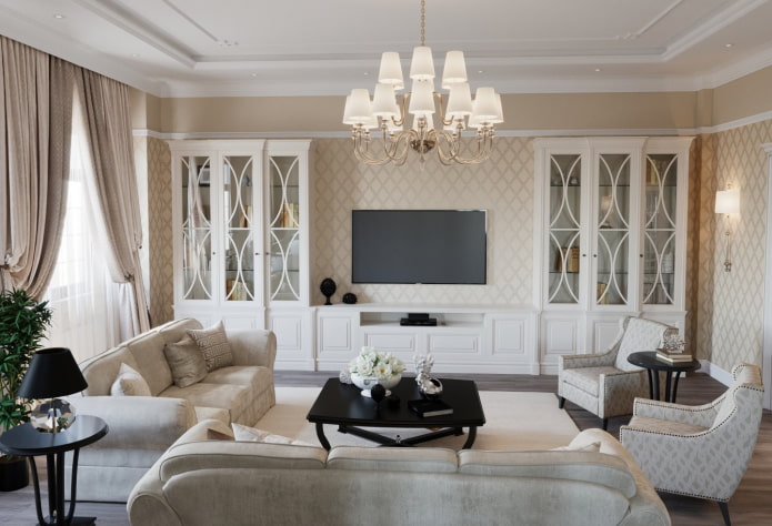 kleurenschema van het interieur in neoclassicistische stijl