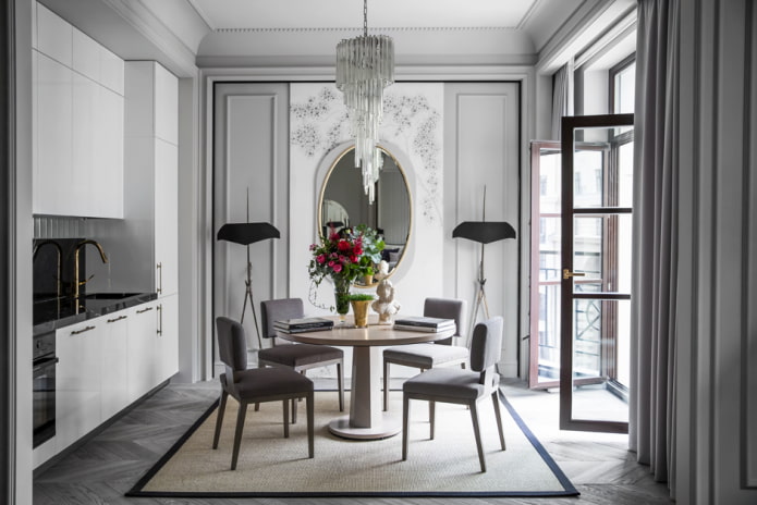 kleurenschema van het interieur in neoclassicistische stijl