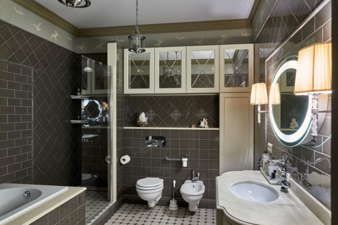 badkamerinterieur in neoklassieke stijl