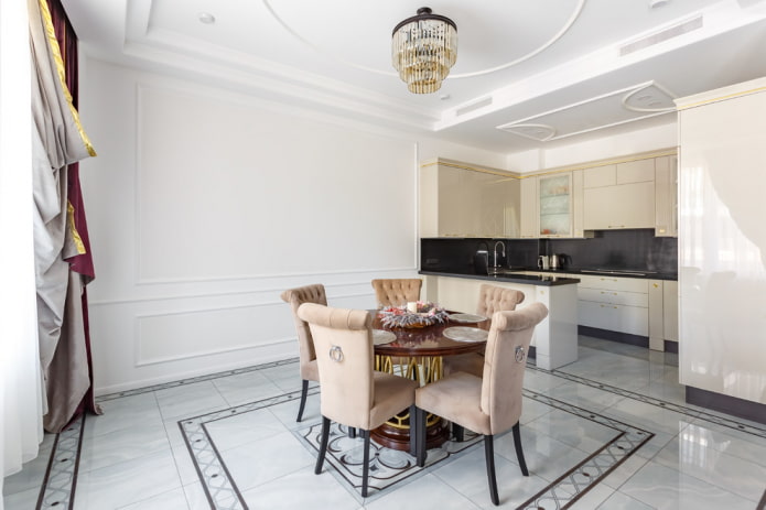 vloerafwerking in het interieur in neoklassieke stijl