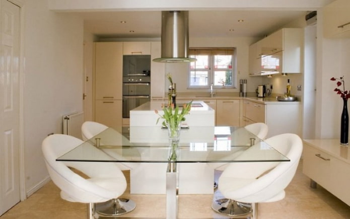 tafel met glazen blad