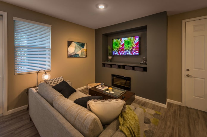 TV in een nis in de muur in het interieur