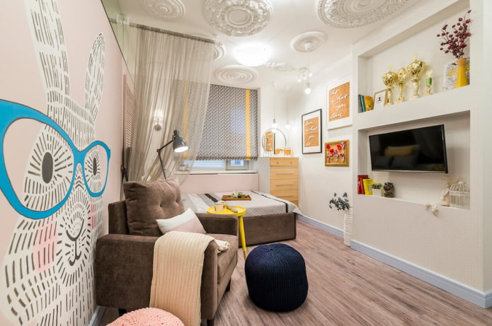 TV in een gipsplaat nis in het interieur