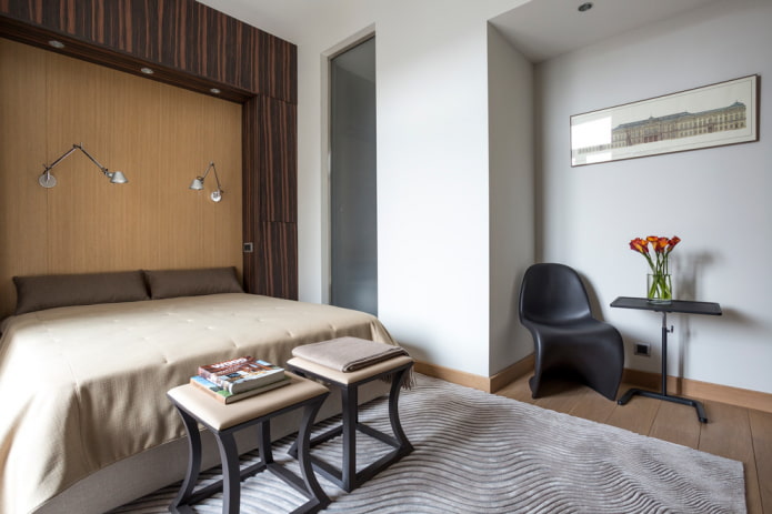 muur met een nis in het interieur van de slaapkamer