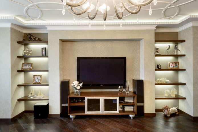 muur met een rechthoekige nis in het interieur