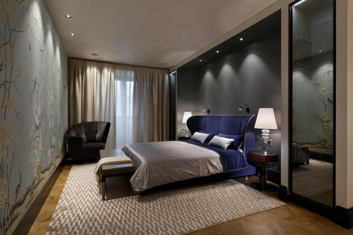 nis met verlichting in het interieur van de slaapkamer