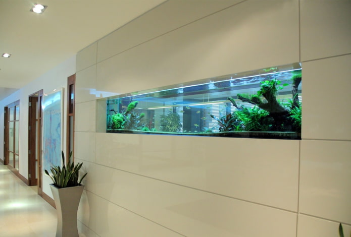 nis met een aquarium in het interieur