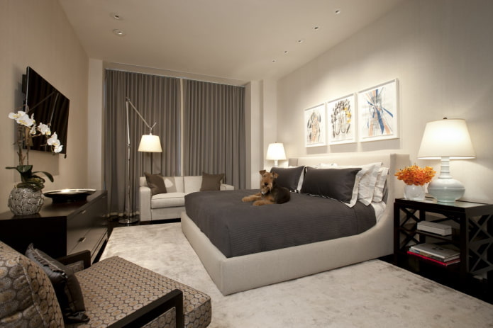 grijze nachtgordijnen in de slaapkamer