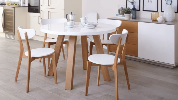 ronde keukentafel in het keukeninterieur