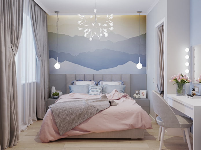 kleine slaapkamer in Scandinavische stijl