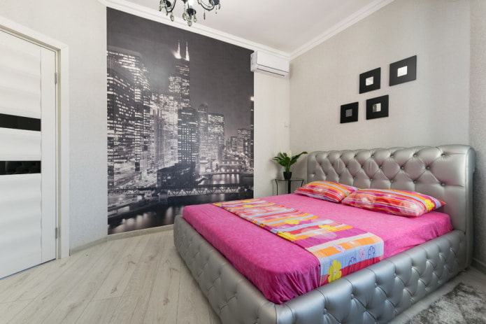 fotobehang in een kleine slaapkamer