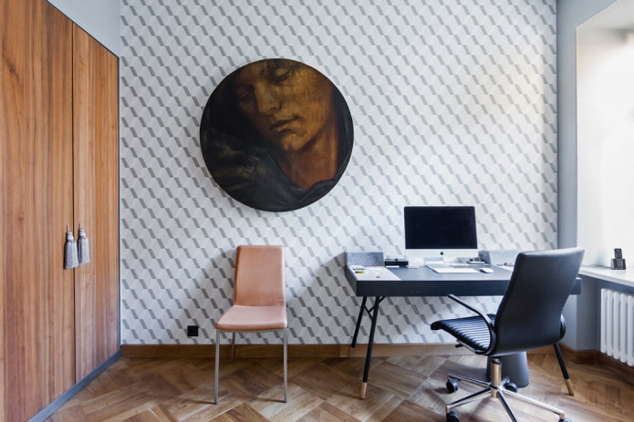 modern kantoor met behang op de muren