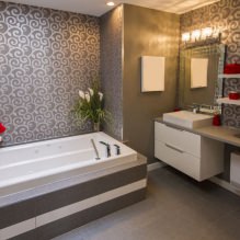 Behang voor de badkamer: voor- en nadelen, soorten, ontwerp, 70 foto's van het interieur - 15