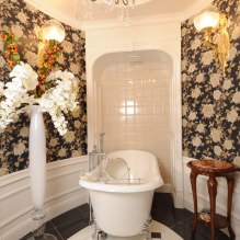 Behang voor de badkamer: voor- en nadelen, soorten, ontwerp, 70 foto's van het interieur - 13