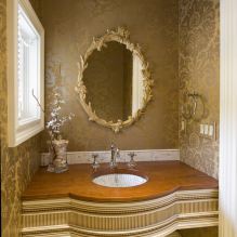 Behang voor de badkamer: voor- en nadelen, soorten, ontwerp, 70 foto's van het interieur - 0