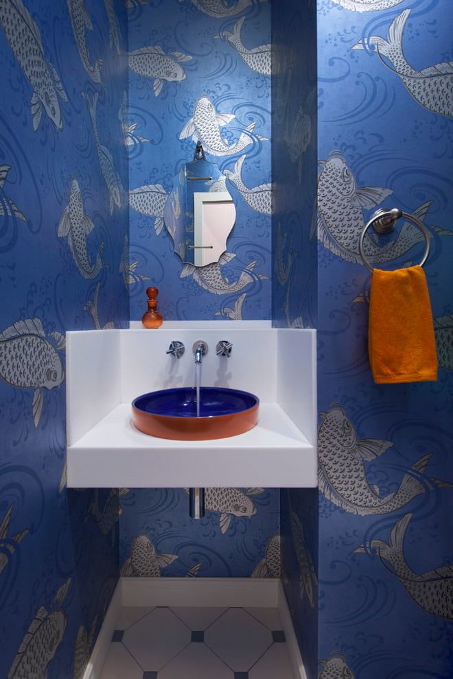 blauw vinylbehang