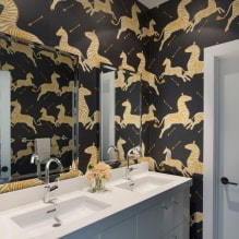 Behang voor de badkamer: voor- en nadelen, soorten, ontwerp, 70 foto's in het interieur-24