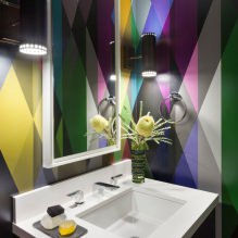 Behang voor de badkamer: voor- en nadelen, soorten, ontwerp, 70 foto's van het interieur - 3