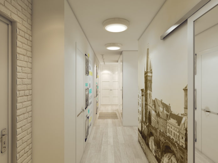 behang met stadsprint in de gang