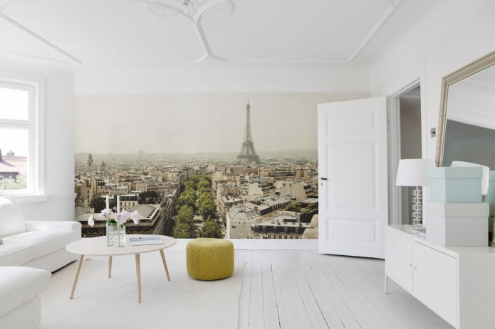Fotobehang met afbeelding van Parijs in het interieur van de woonkamer