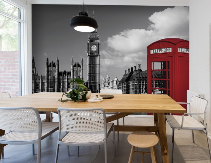 Fotobehang met afbeelding van Londen in het interieur van de eetkamer