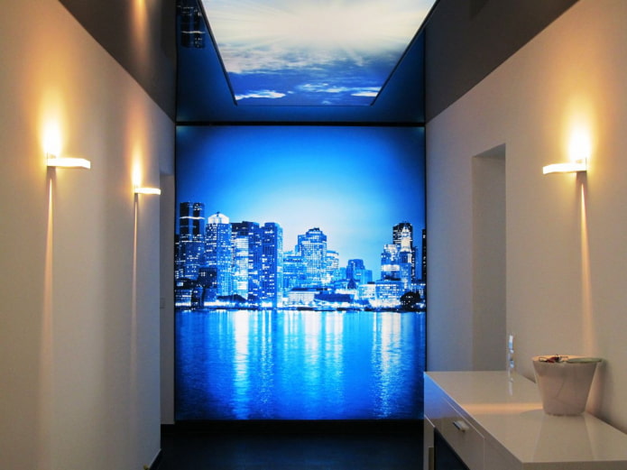 achtergrondverlichting fotobehang in het interieur