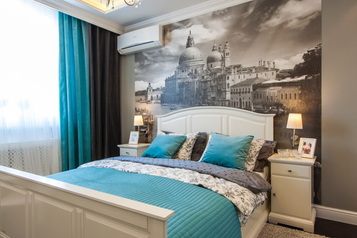 combinatie met effen behang in het interieur