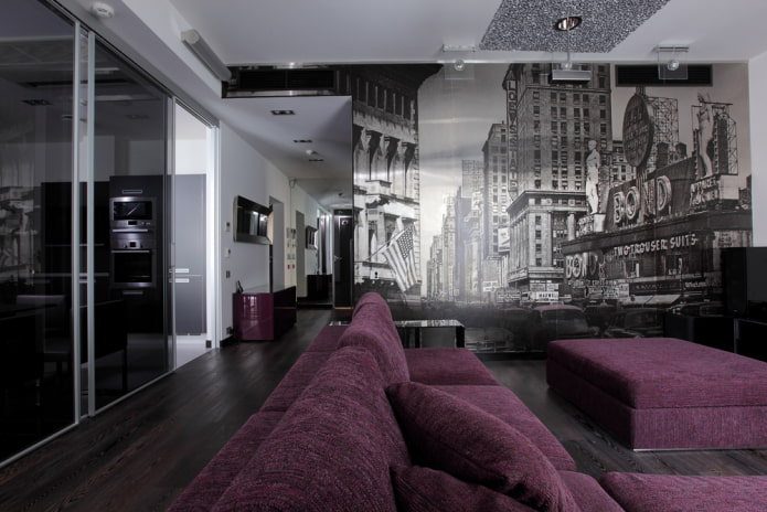 fotobehang met New York in het interieur van de woonkamer