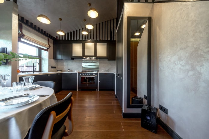 Pleisterwerk in de keuken-woonkamer