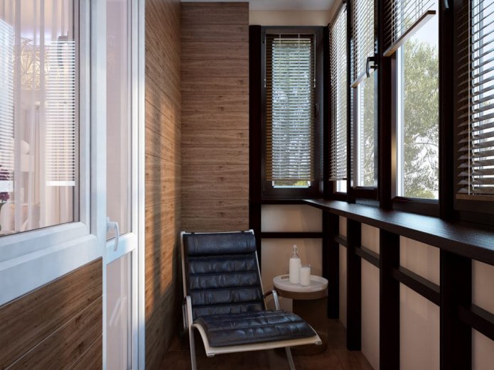 houten behang op de loggia