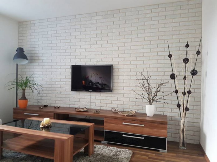 baksteen in het interieur van de woonkamer