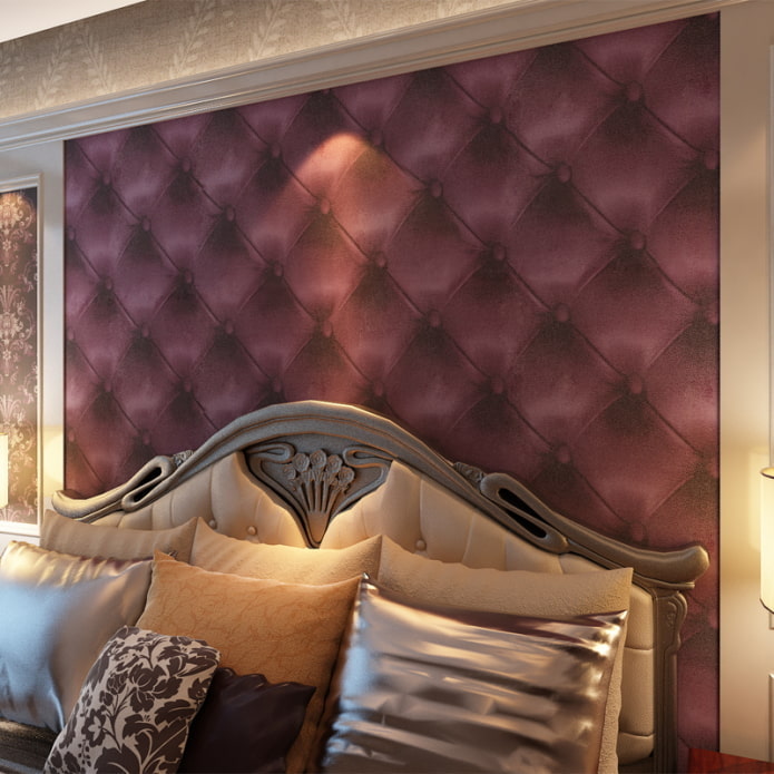 rood leren behang in het interieur