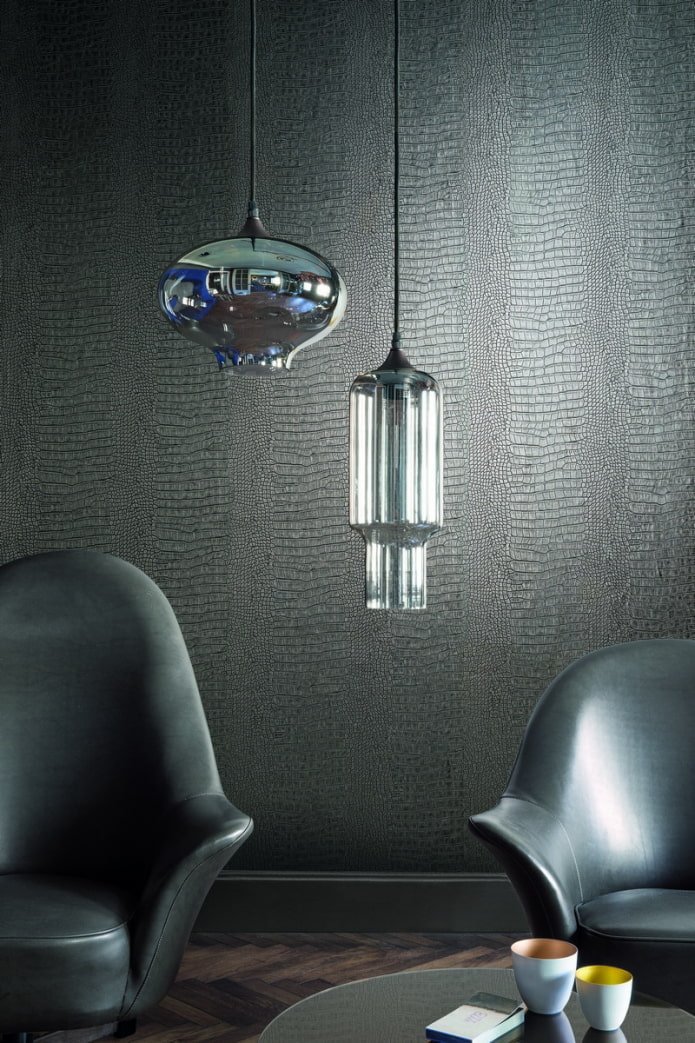 zwart kunstleerbehang