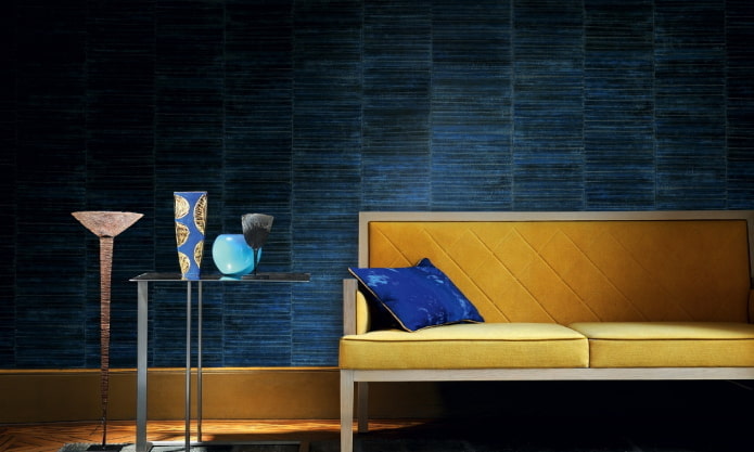 leren behang met strepen in het interieur